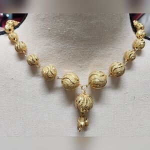 Gold Plated Graduated Beads Matarmala Indian Bridal Necklace NWOT